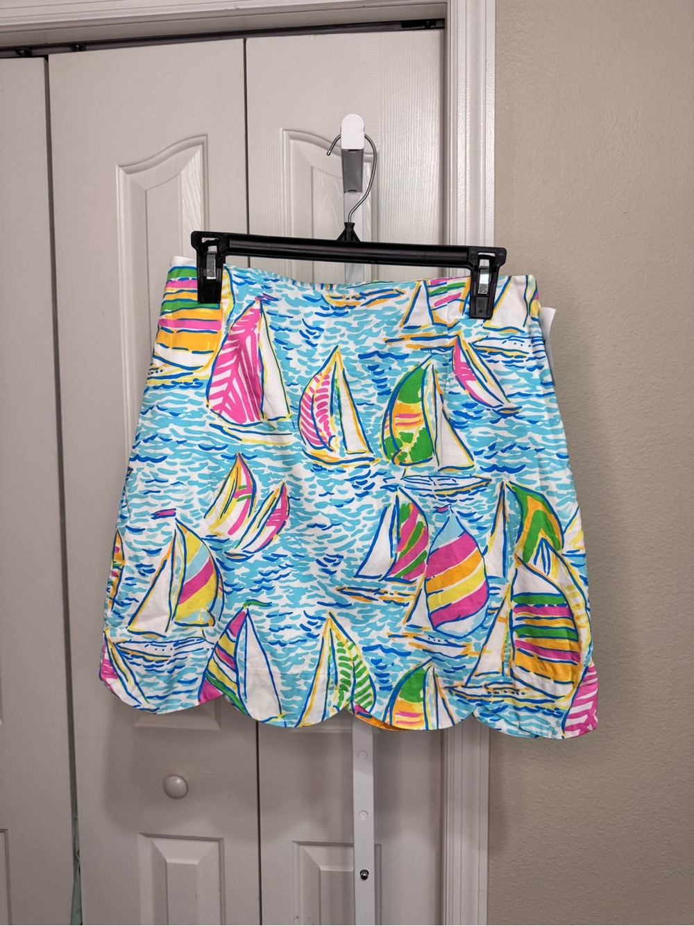 Lilly Pulitzer Multicolor Sailboat Mini Skirt with scalloped hem